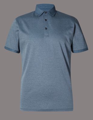 Supima&reg; Cotton Tailored Fit Jacquard Polo Shirt